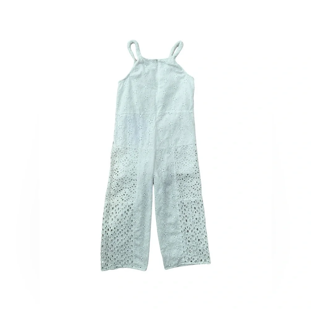 Zara Size 9 White Eyelet Jumpsuit Romper